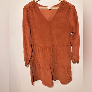 Time and Tru Rust V-Neck Women’s dress size M 100% cotton